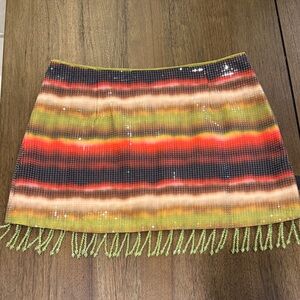 Vibrant Multicolor Fringe Mini Skirt